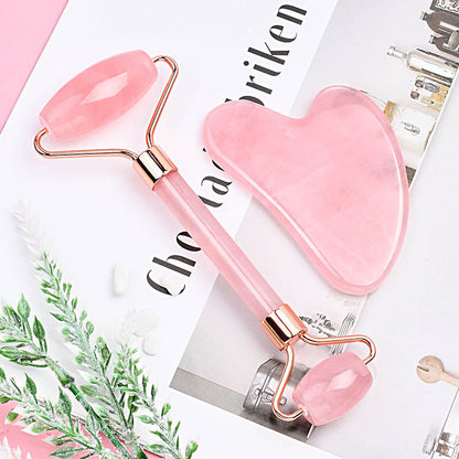 Rose Quartz Gua Sha & Facial Roller Set