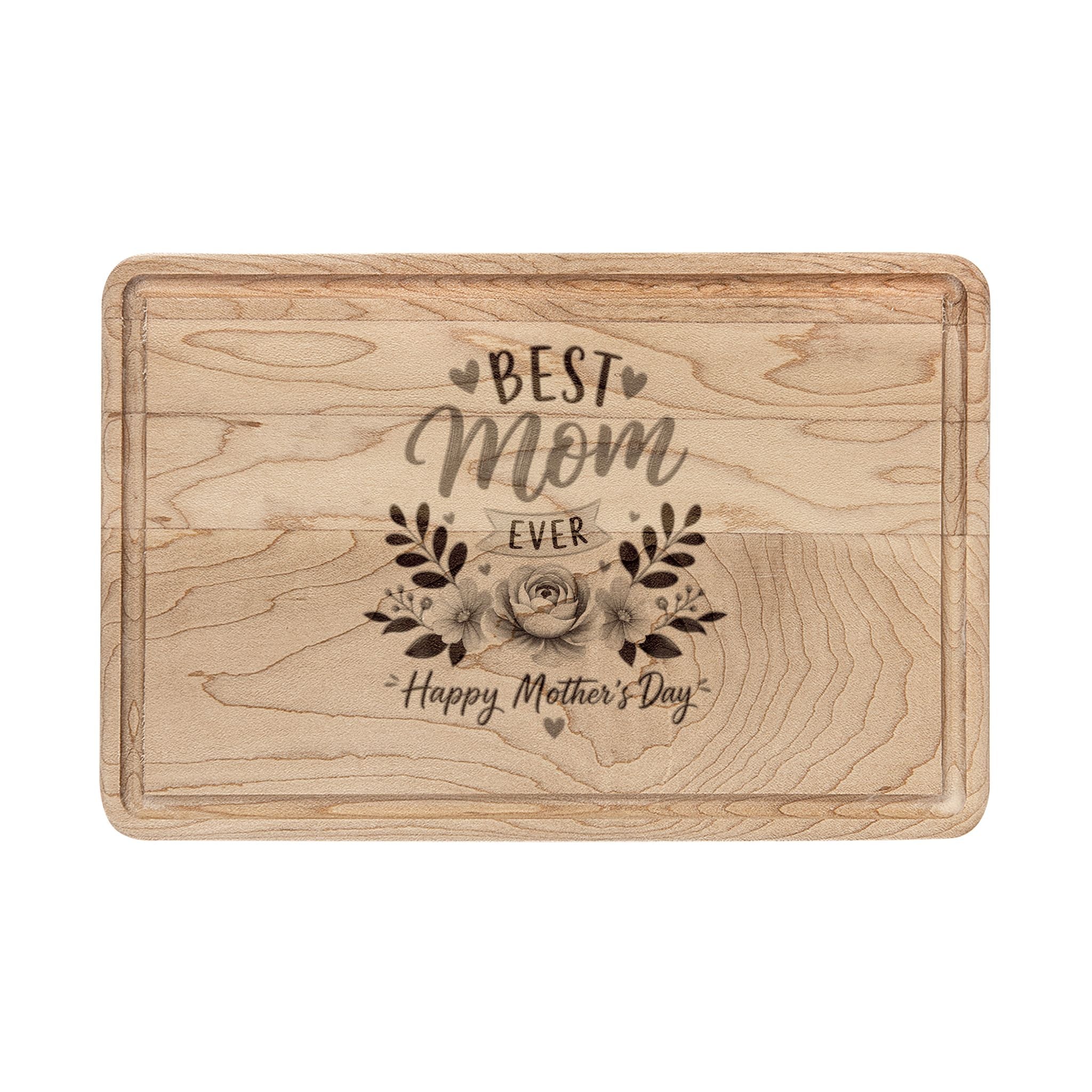 Best Mom Ever Engraved Wooden Cutting Board — Mother's Day Gift