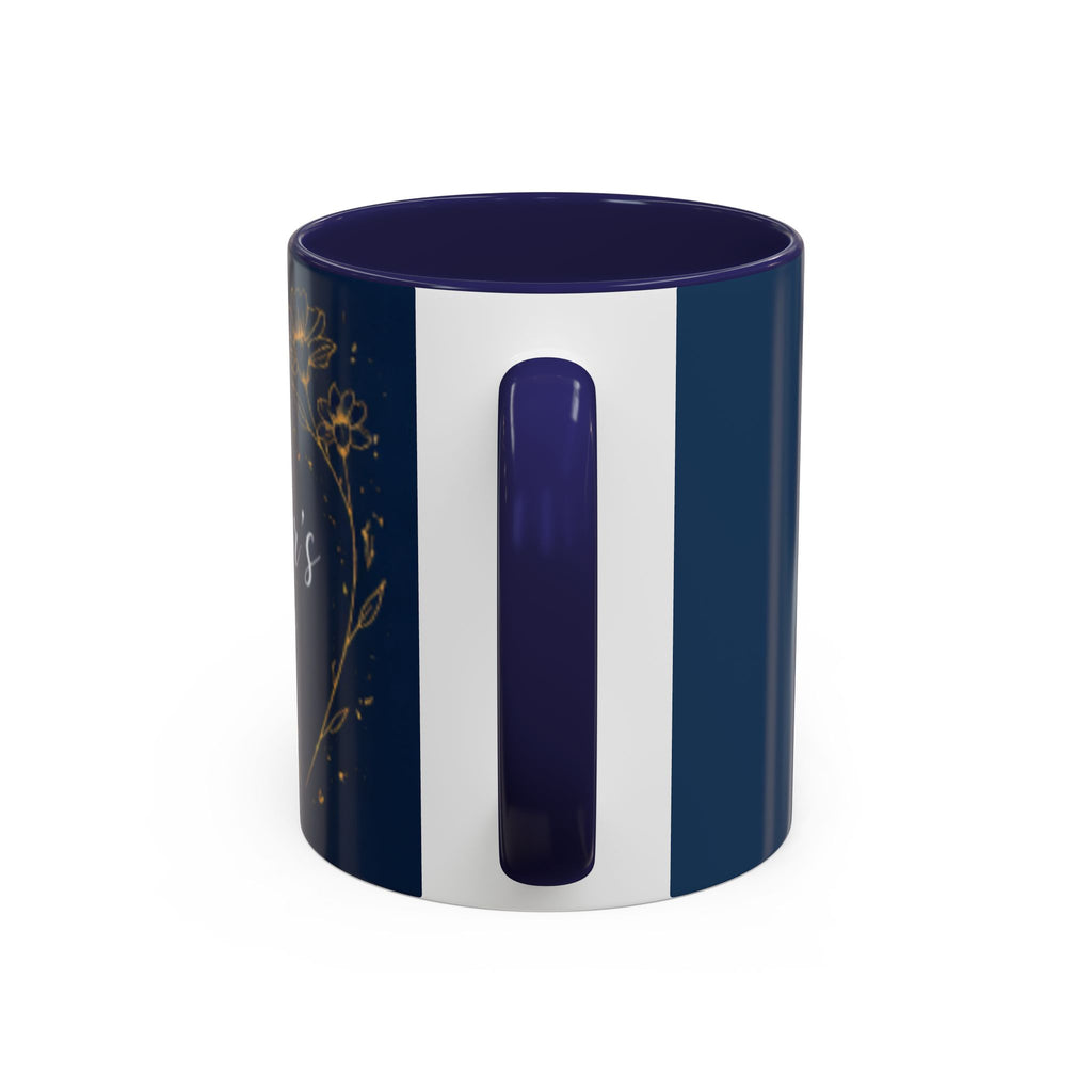 Mother's Day Floral Script Accent Coffee Mug | Navy Gold