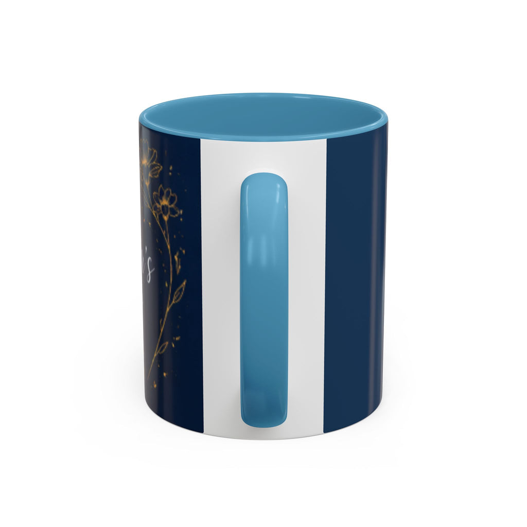 Mother's Day Floral Script Accent Coffee Mug | Navy Gold