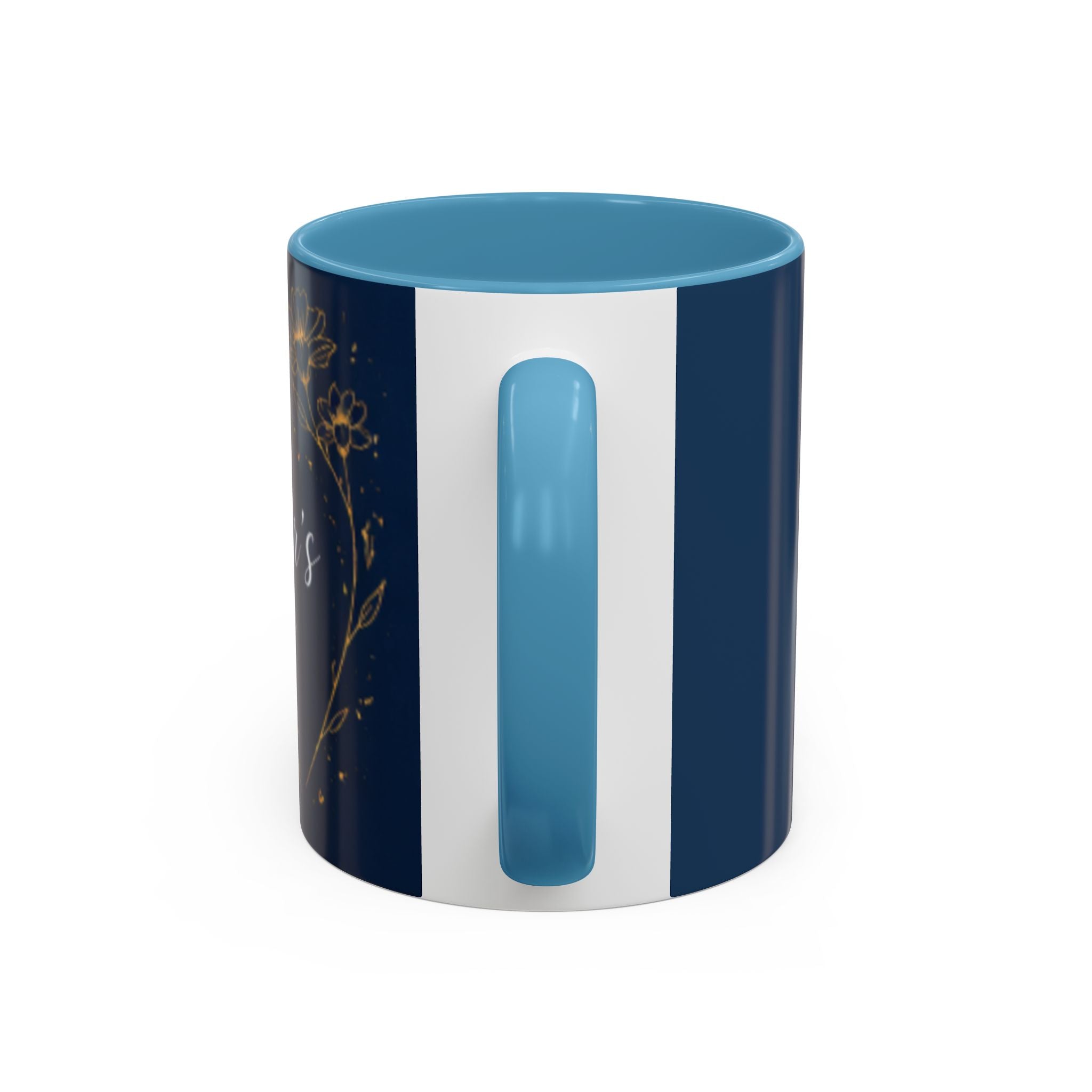 Mother's Day Floral Script Accent Coffee Mug | Navy Gold