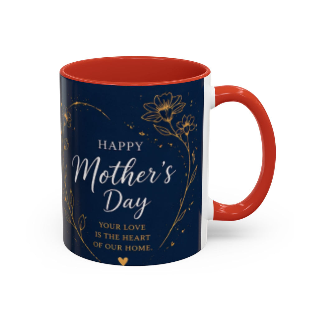 Mother's Day Floral Script Accent Coffee Mug | Navy Gold