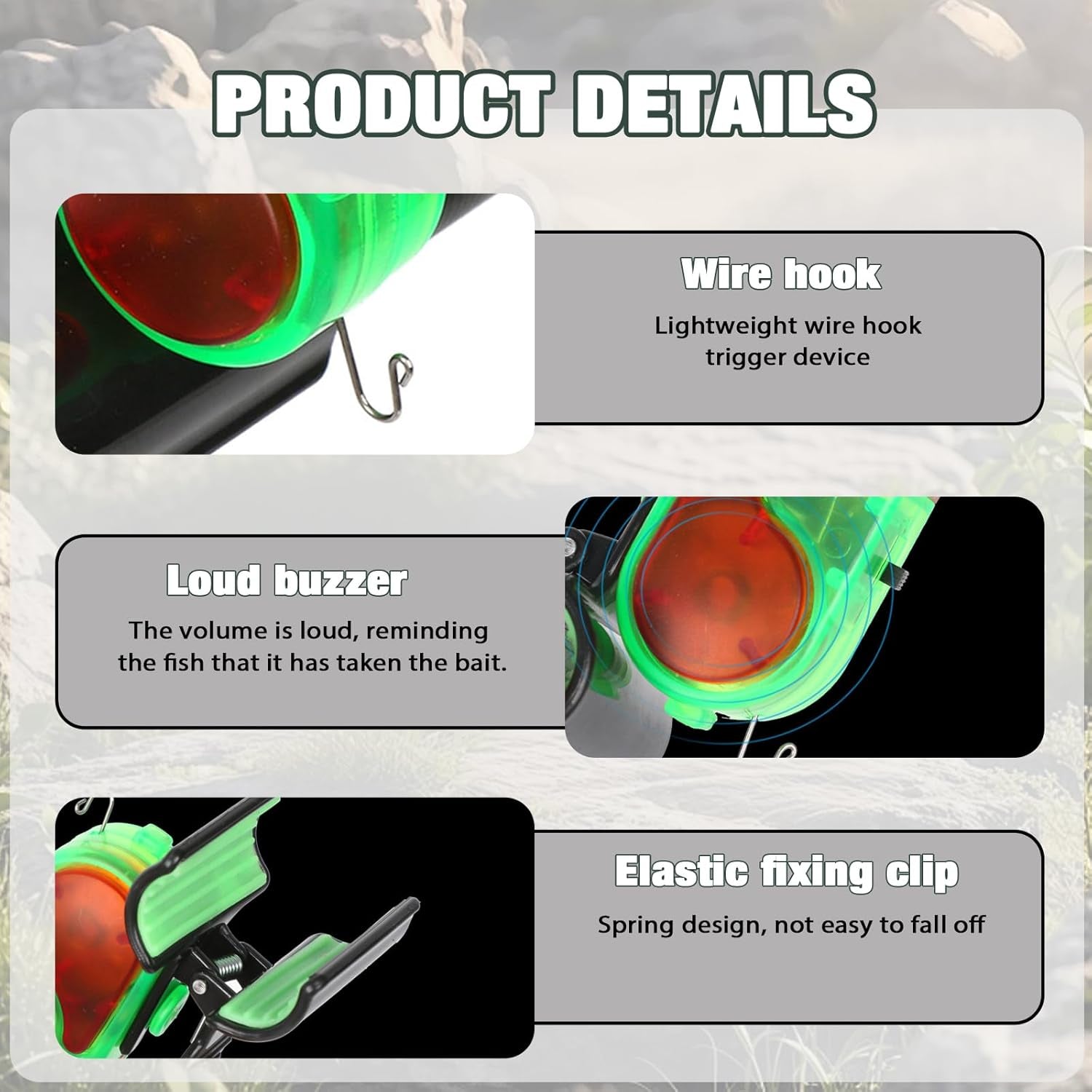 2 Pack Fishing Bite Alarm with Led Light, Bite Alarms for Fishing Poles, Sensitive Smart Electronic Fishing Bells Clip-On