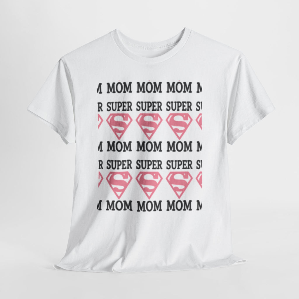 Mom Superhero T-Shirt — "Mom Mom Mom Super" Pink Superman Hearts Tee