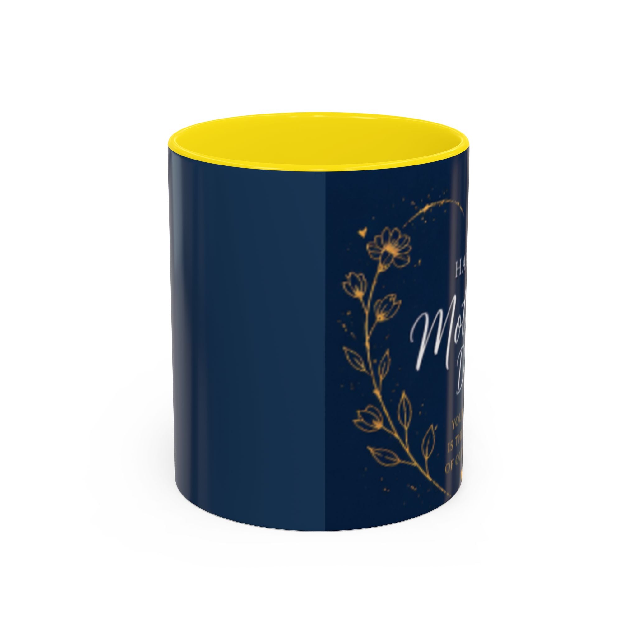 Mother's Day Floral Script Accent Coffee Mug | Navy Gold