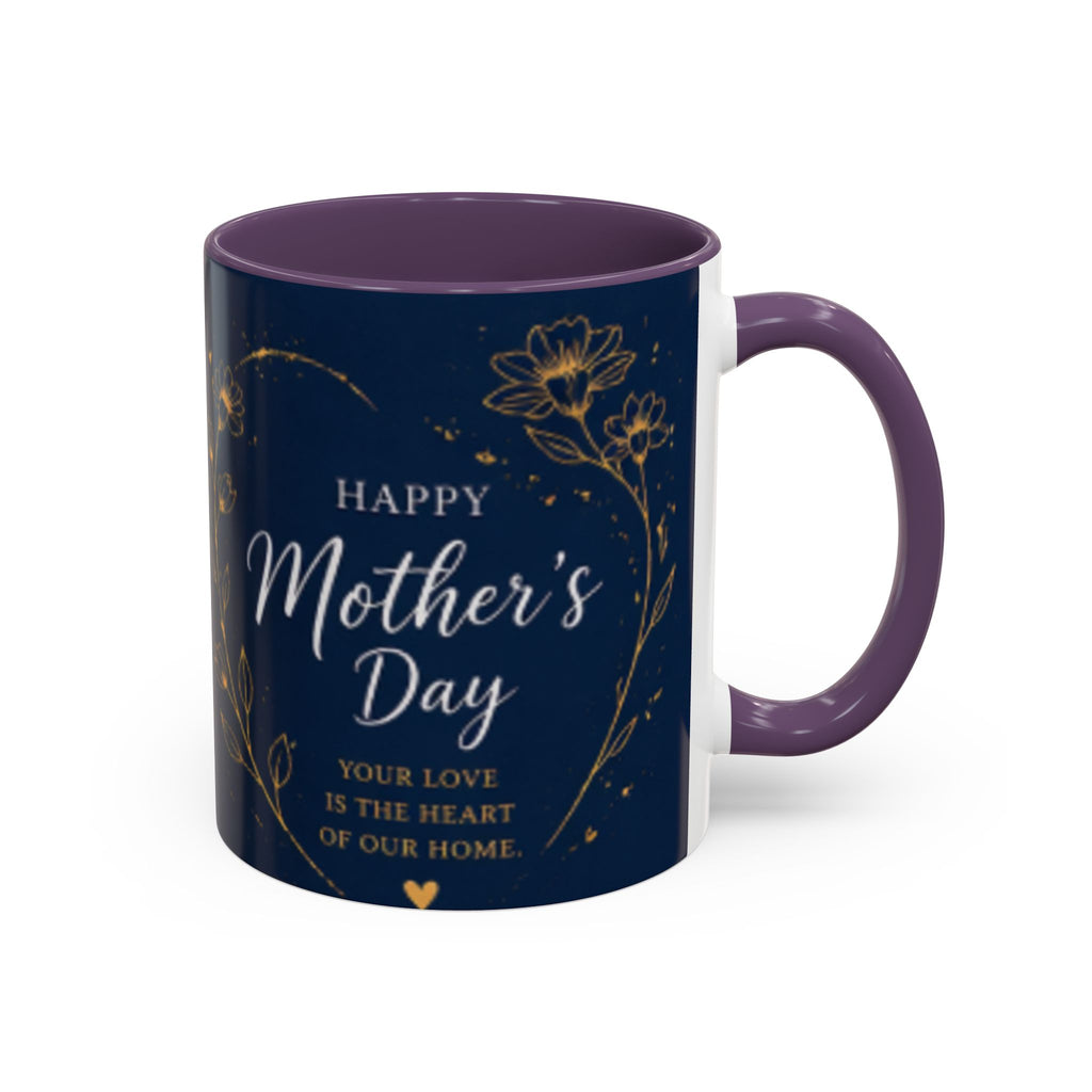 Mother's Day Floral Script Accent Coffee Mug | Navy Gold