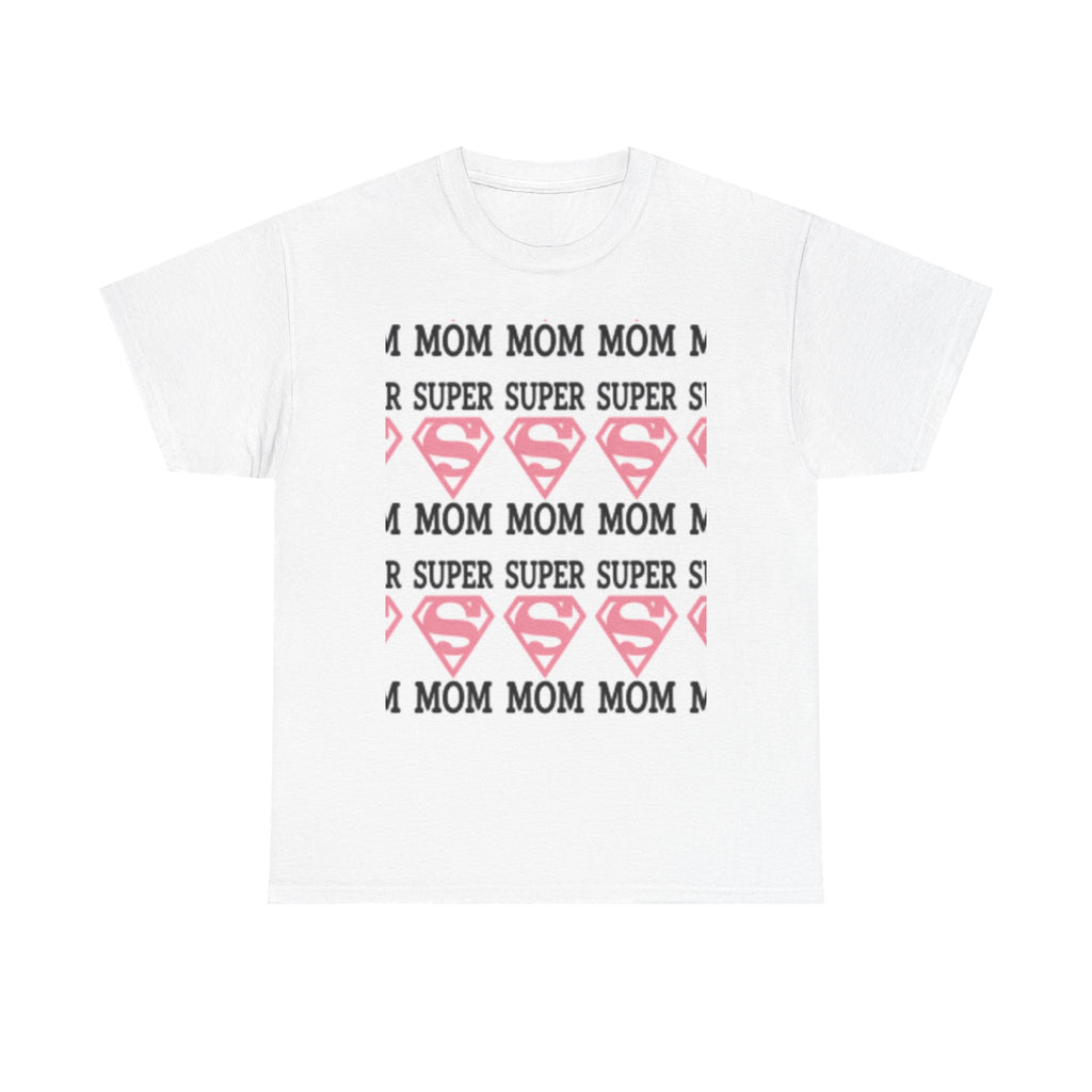 Mom Superhero T-Shirt — "Mom Mom Mom Super" Pink Superman Hearts Tee