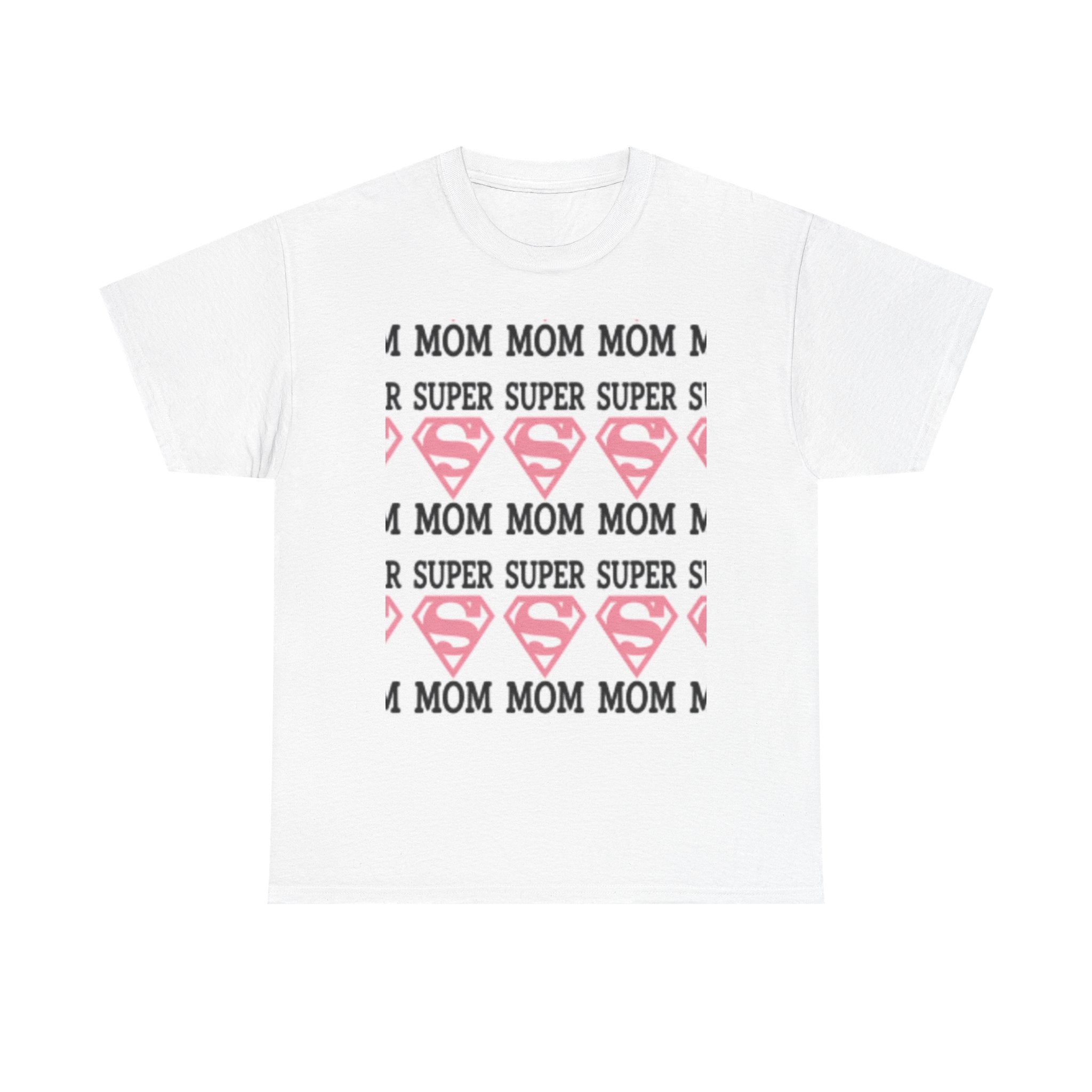 Mom Superhero T-Shirt — "Mom Mom Mom Super" Pink Superman Hearts Tee