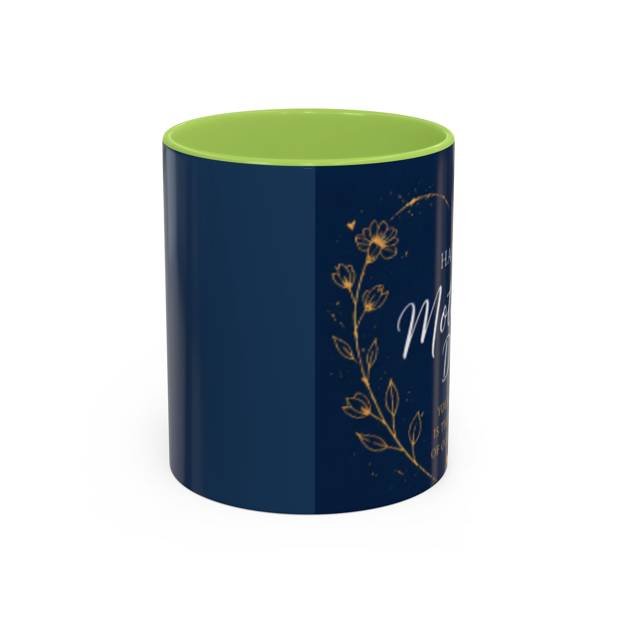 Mother's Day Floral Script Accent Coffee Mug | Navy Gold