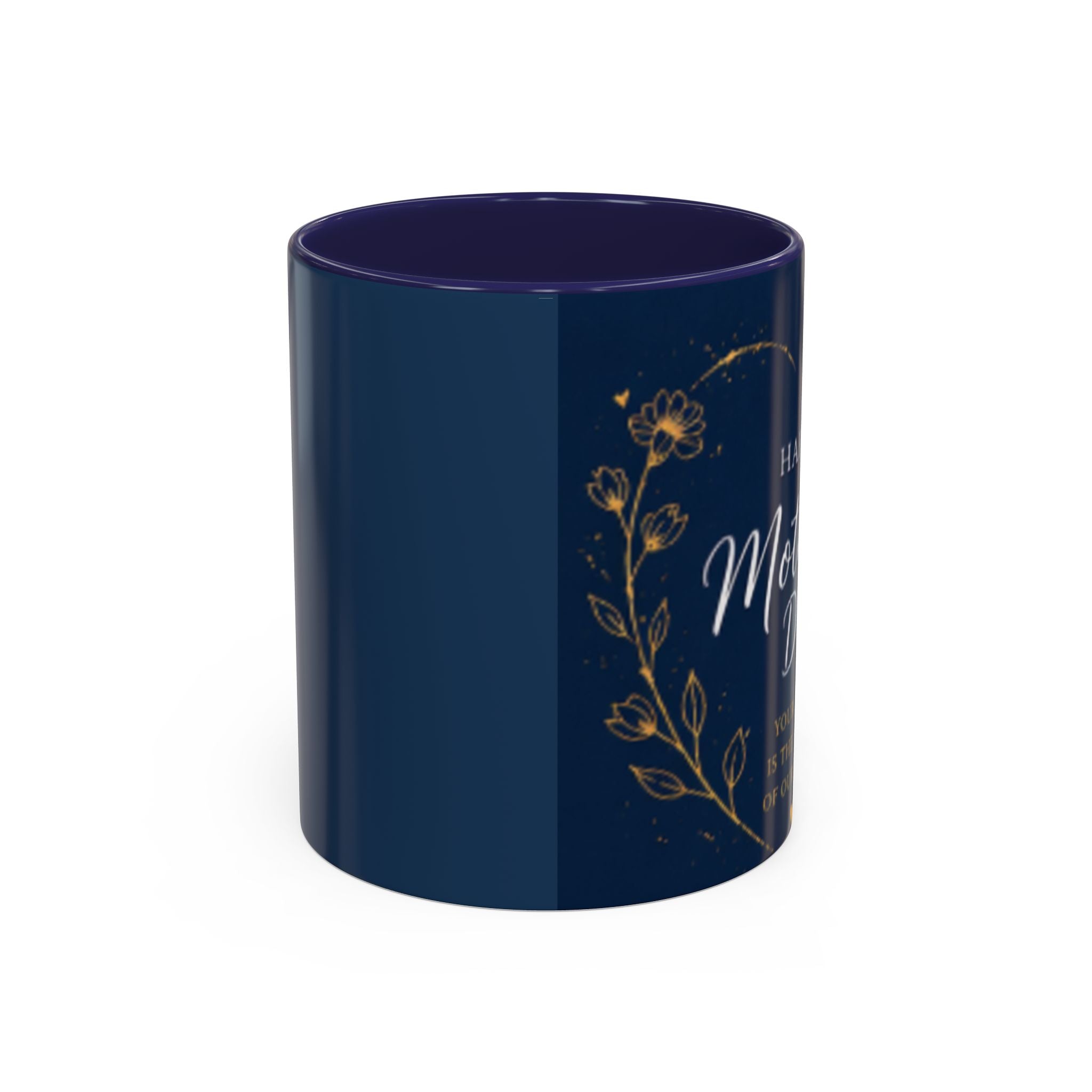 Mother's Day Floral Script Accent Coffee Mug | Navy Gold