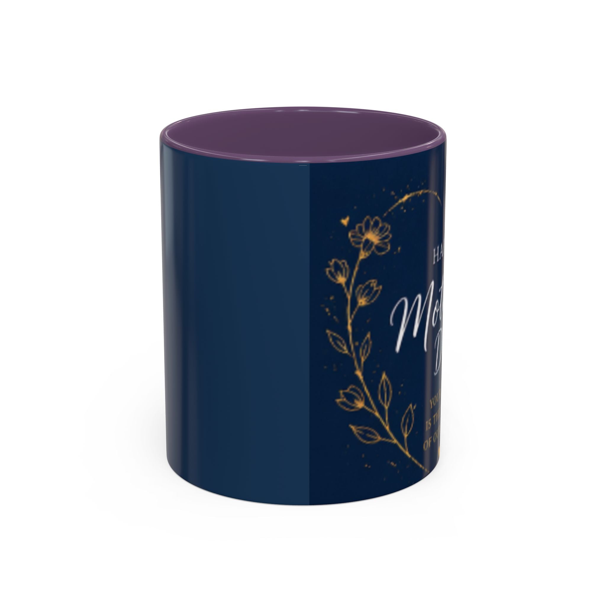 Mother's Day Floral Script Accent Coffee Mug | Navy Gold
