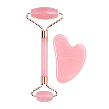 Rose Quartz Gua Sha & Facial Roller Set