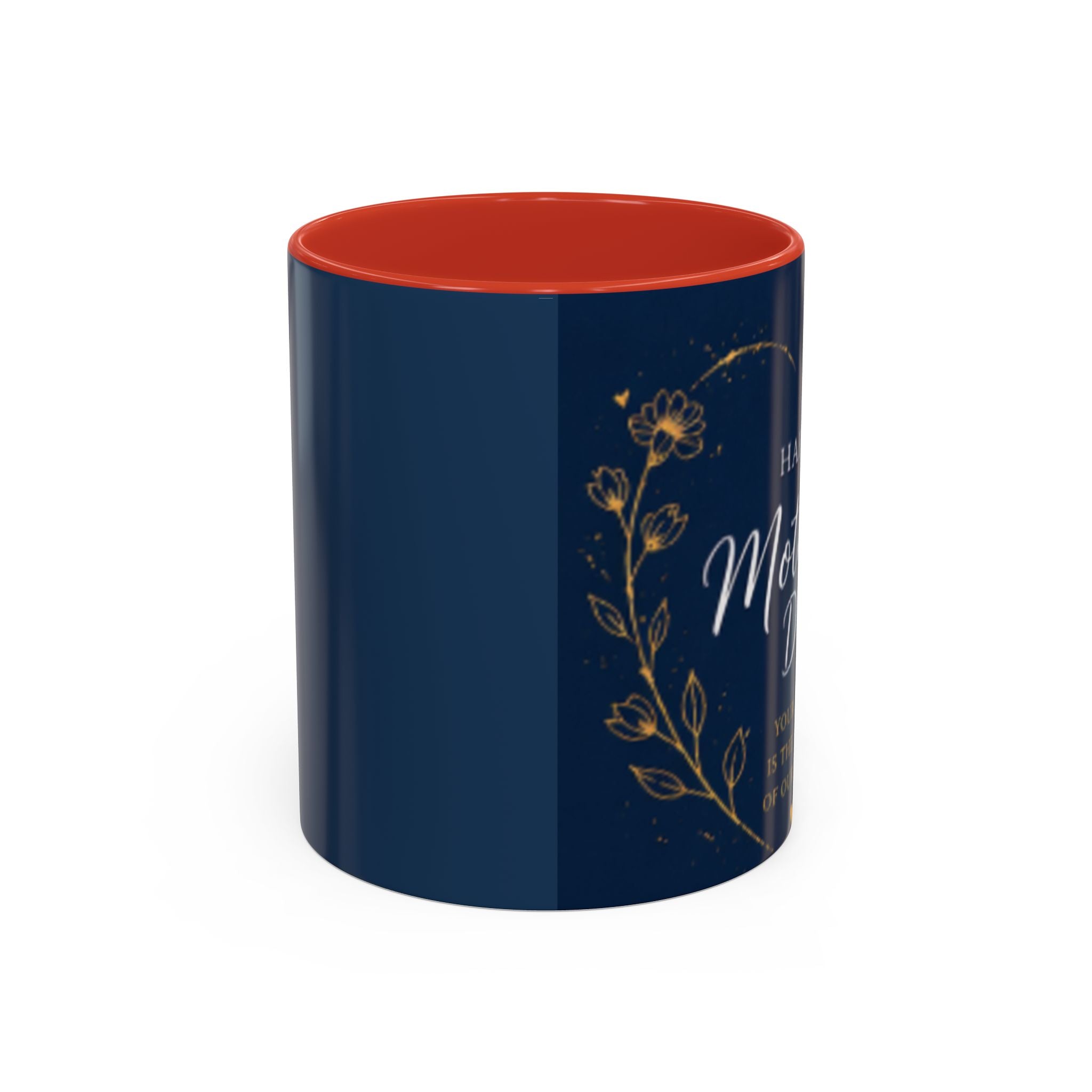 Mother's Day Floral Script Accent Coffee Mug | Navy Gold
