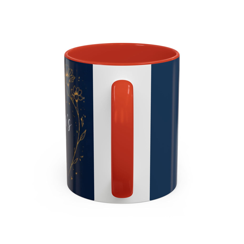 Mother's Day Floral Script Accent Coffee Mug | Navy Gold