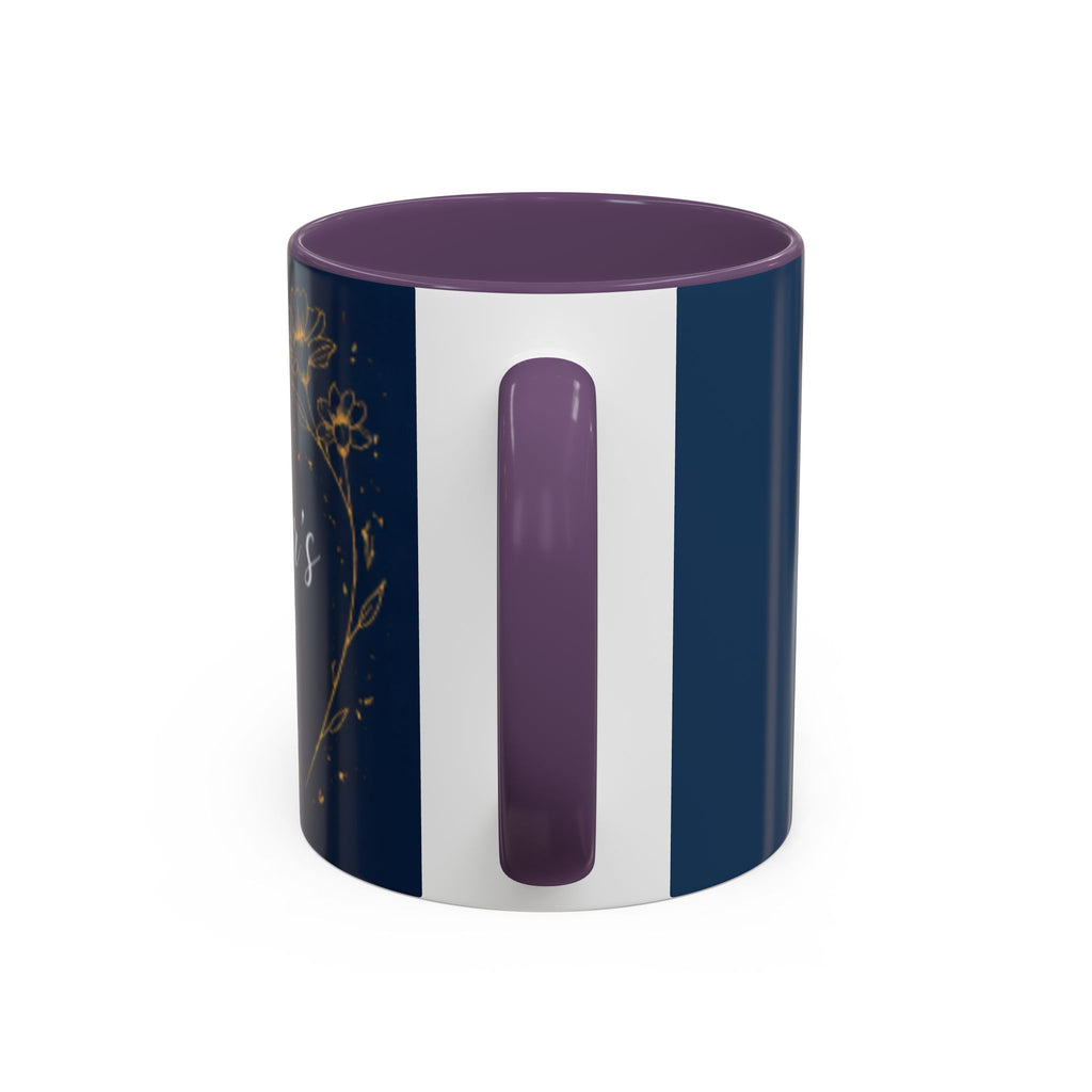 Mother's Day Floral Script Accent Coffee Mug | Navy Gold
