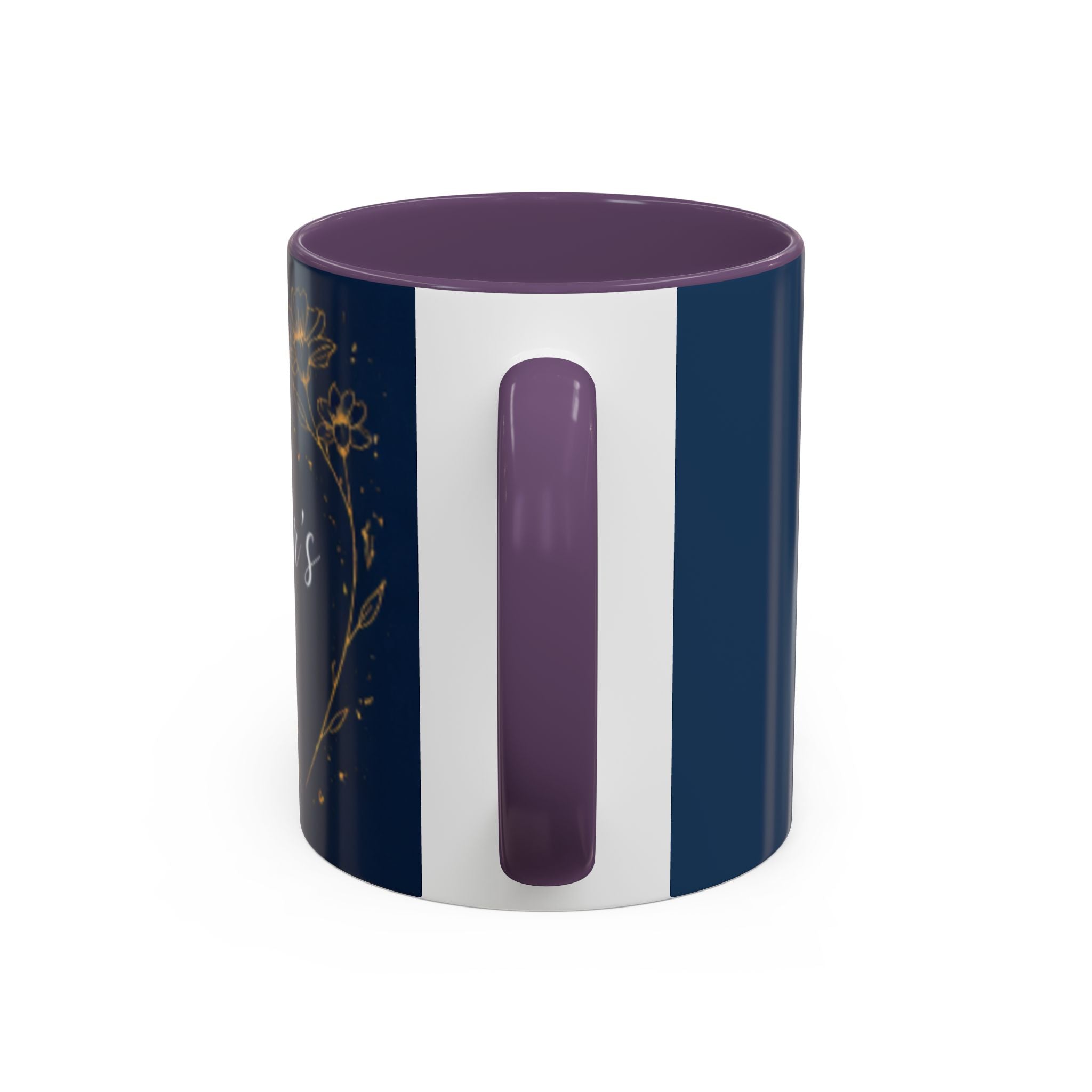 Mother's Day Floral Script Accent Coffee Mug | Navy Gold