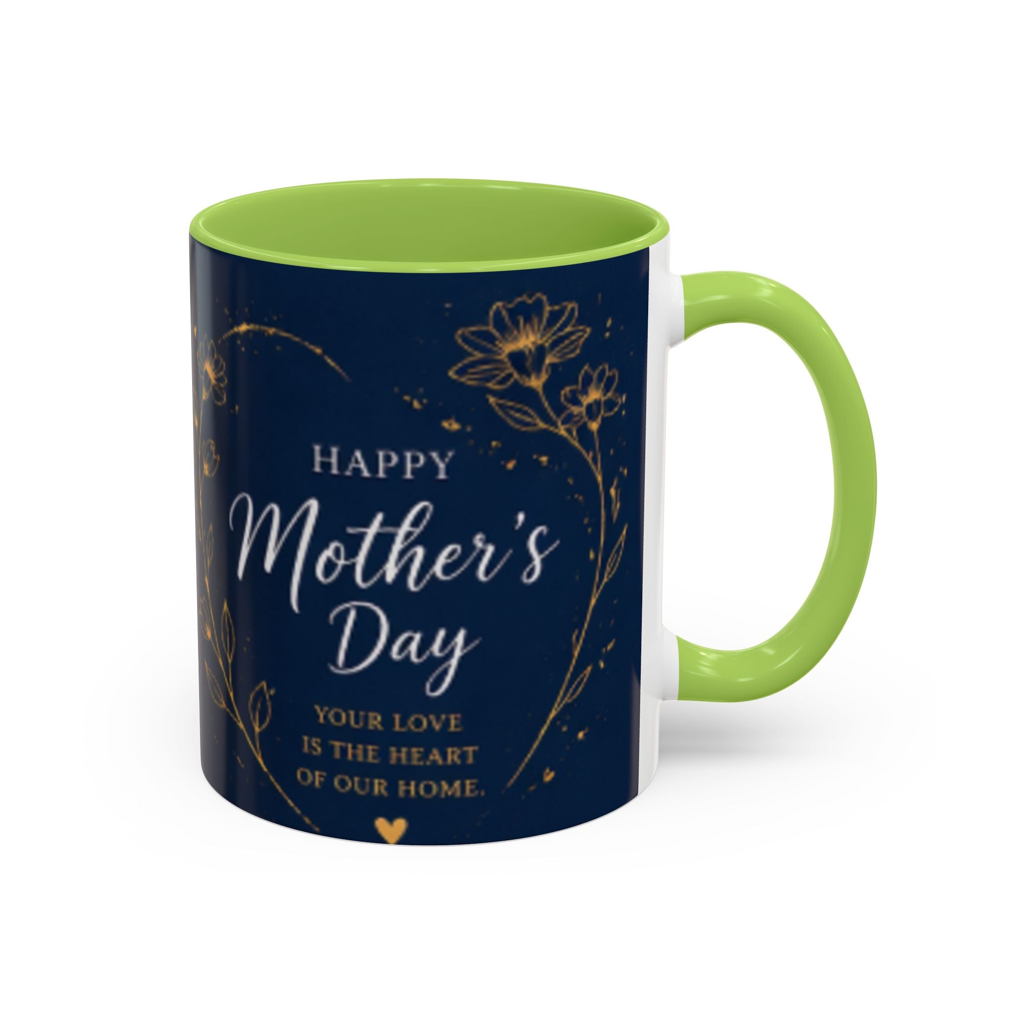 Mother's Day Floral Script Accent Coffee Mug | Navy Gold