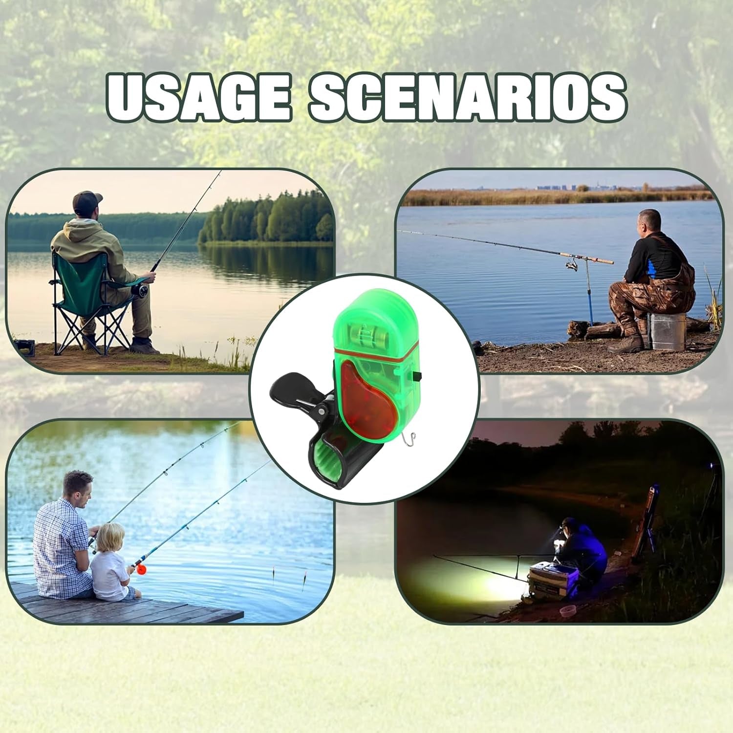 2 Pack Fishing Bite Alarm with Led Light, Bite Alarms for Fishing Poles, Sensitive Smart Electronic Fishing Bells Clip-On