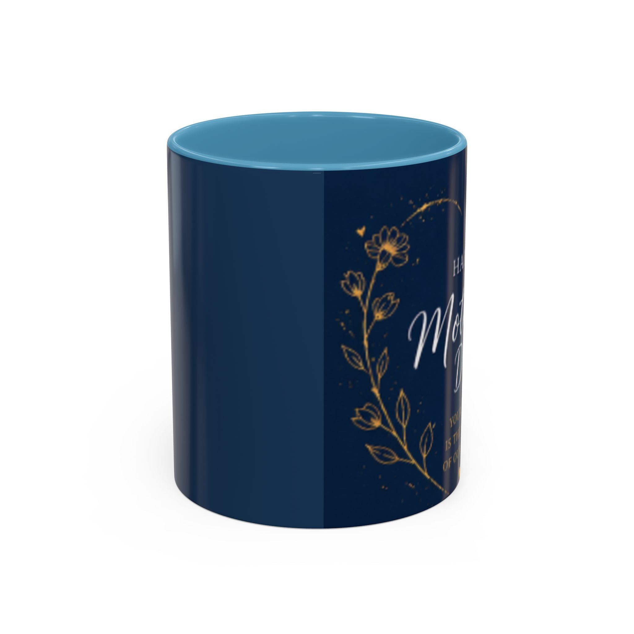 Mother's Day Floral Script Accent Coffee Mug | Navy Gold