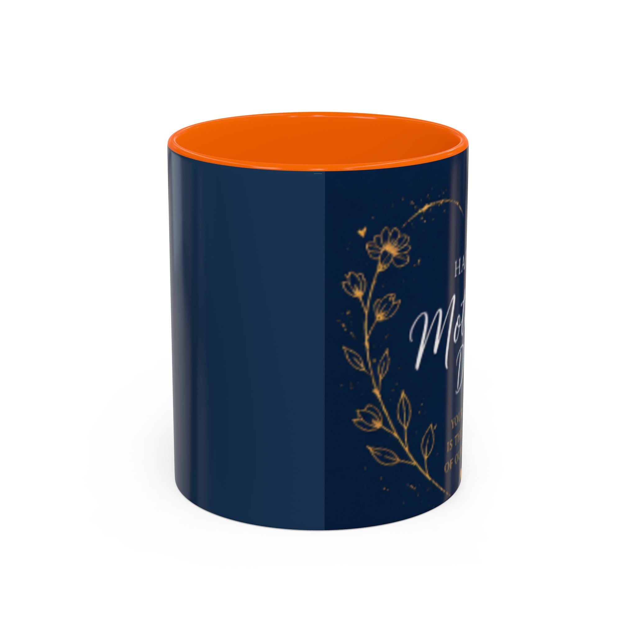 Mother's Day Floral Script Accent Coffee Mug | Navy Gold