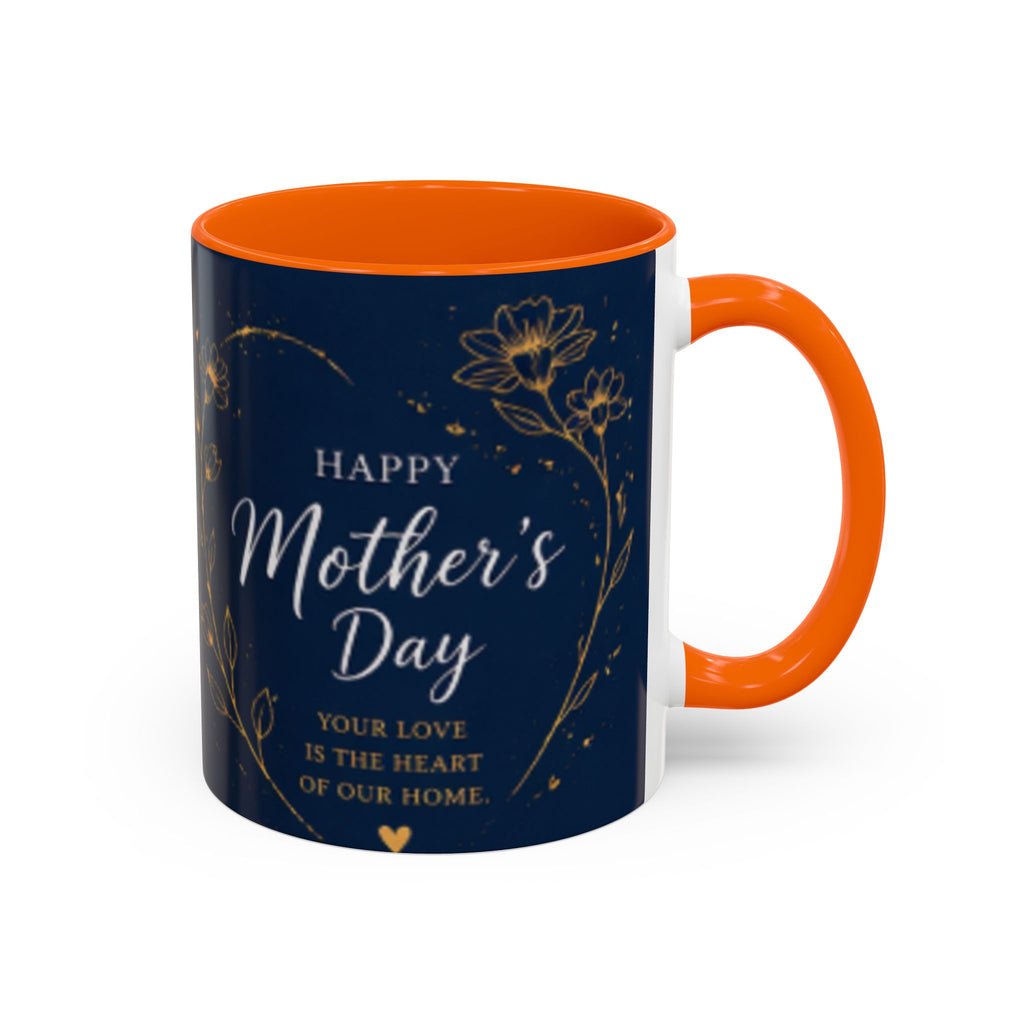 Mother's Day Floral Script Accent Coffee Mug | Navy Gold