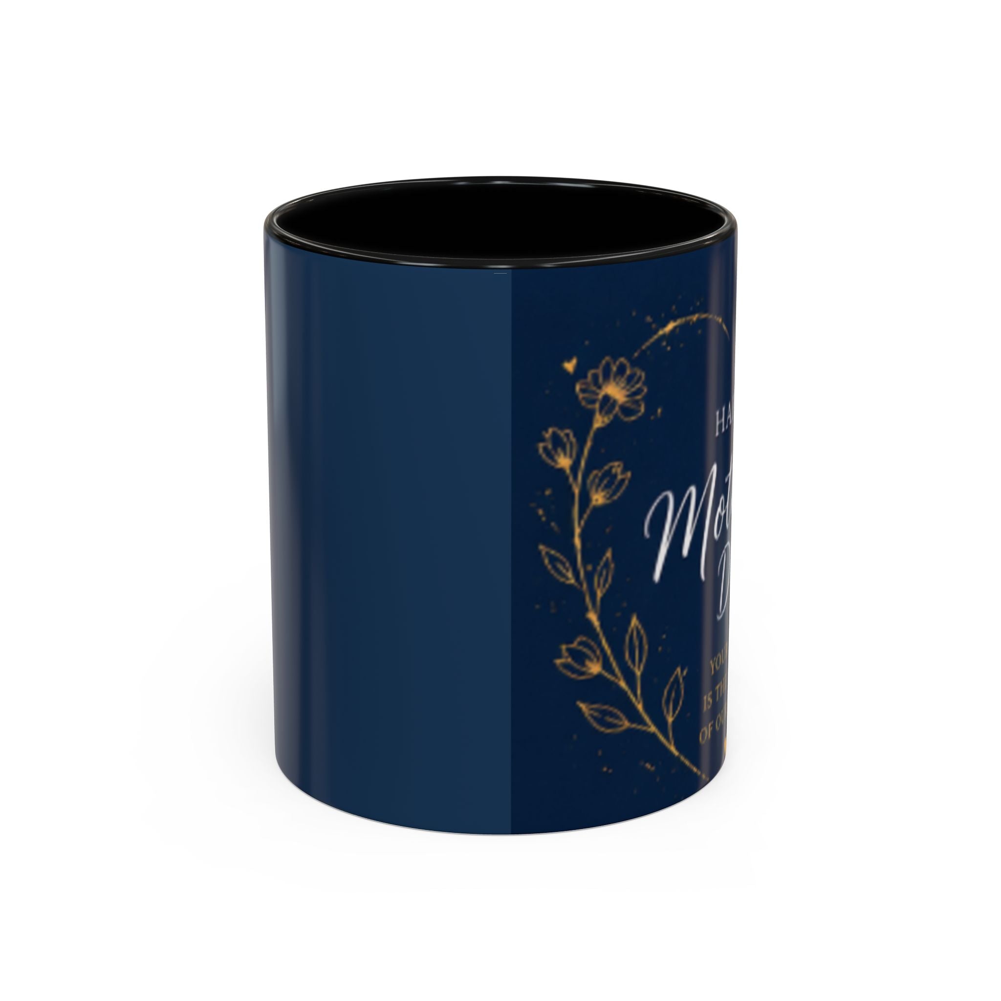 Mother's Day Floral Script Accent Coffee Mug | Navy Gold