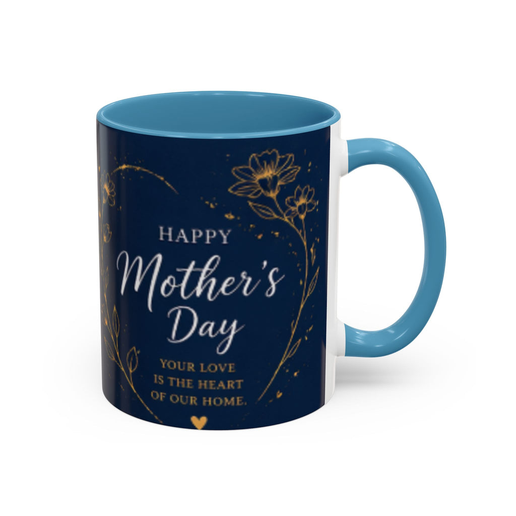 Mother's Day Floral Script Accent Coffee Mug | Navy Gold
