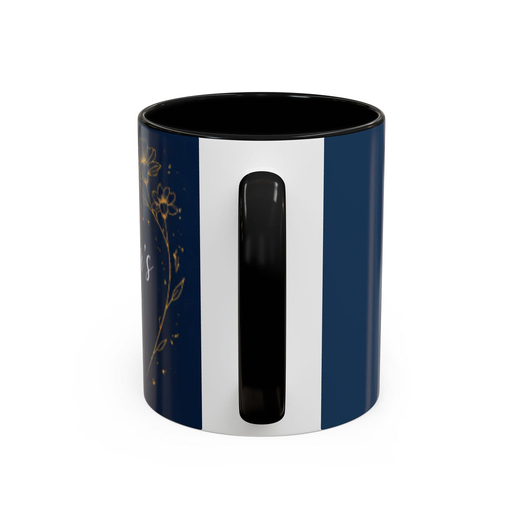 Mother's Day Floral Script Accent Coffee Mug | Navy Gold
