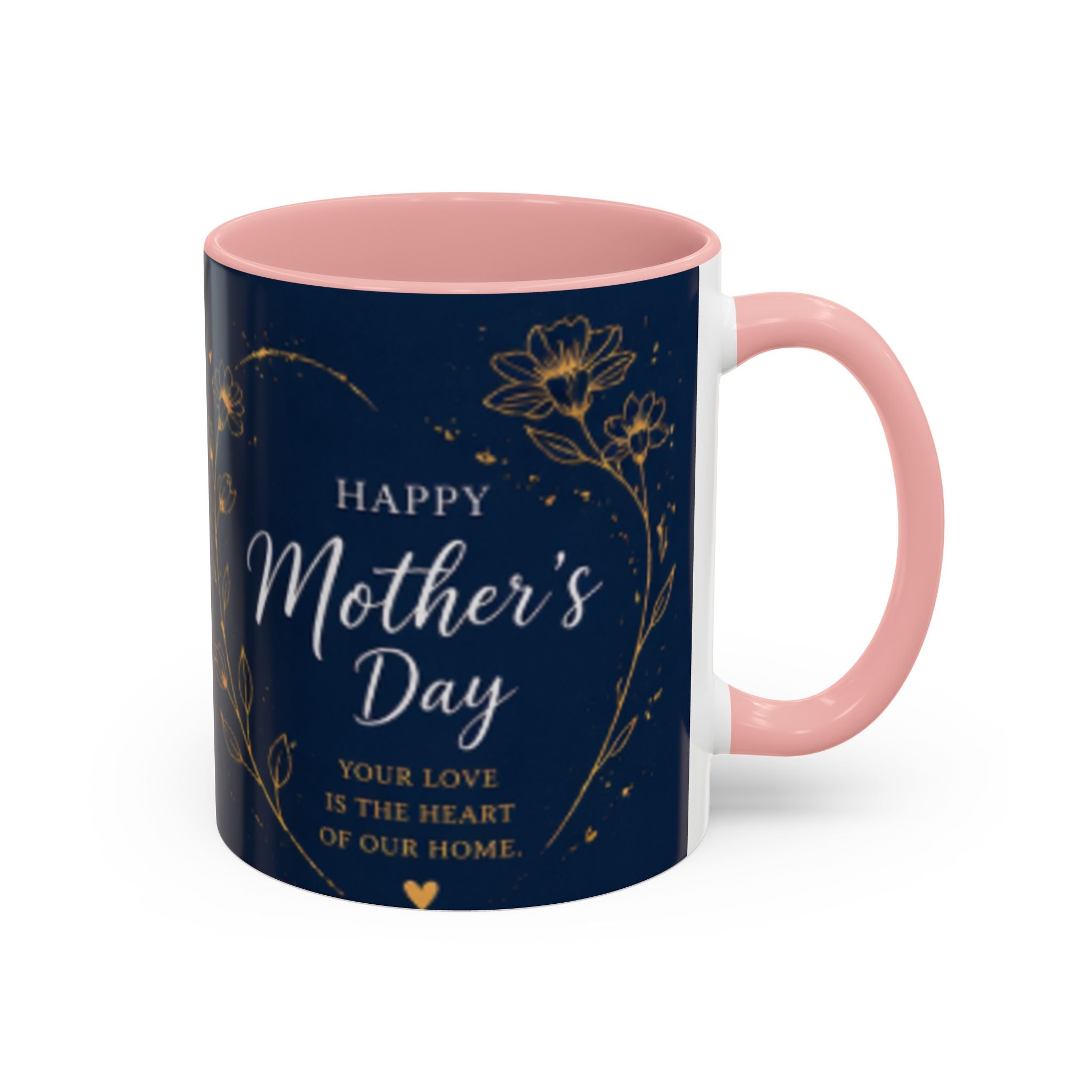 Mother's Day Floral Script Accent Coffee Mug | Navy Gold