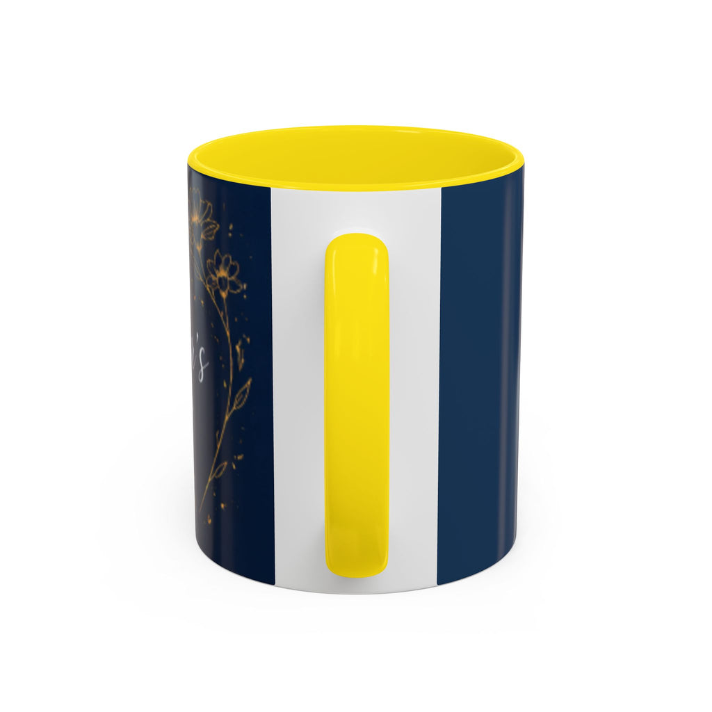 Mother's Day Floral Script Accent Coffee Mug | Navy Gold
