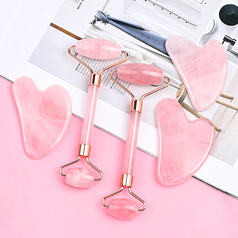 Rose Quartz Gua Sha & Facial Roller Set