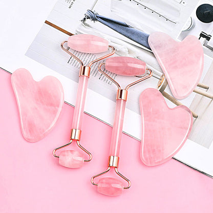 Rose Quartz Gua Sha & Facial Roller Set