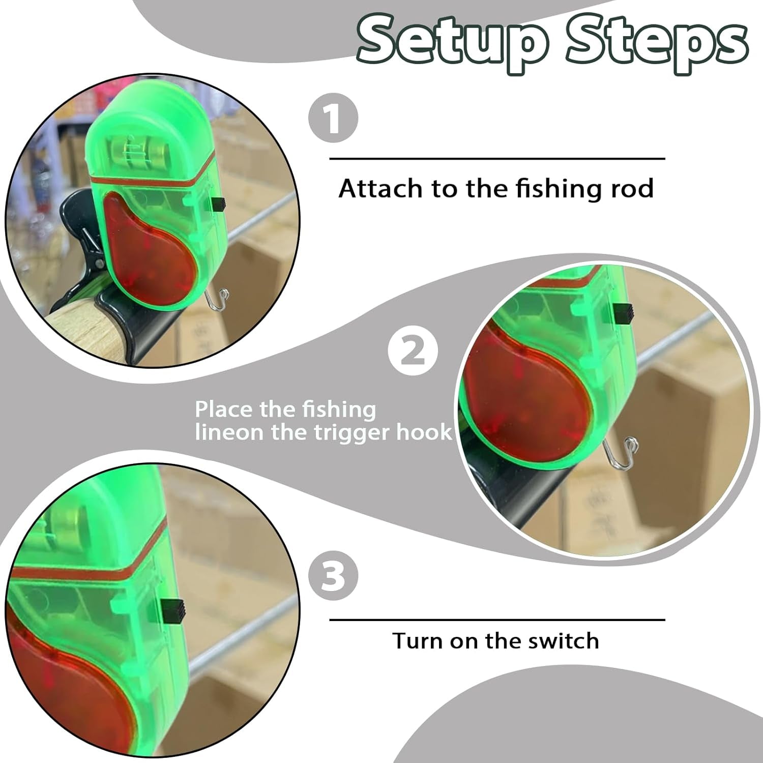 2 Pack Fishing Bite Alarm with Led Light, Bite Alarms for Fishing Poles, Sensitive Smart Electronic Fishing Bells Clip-On