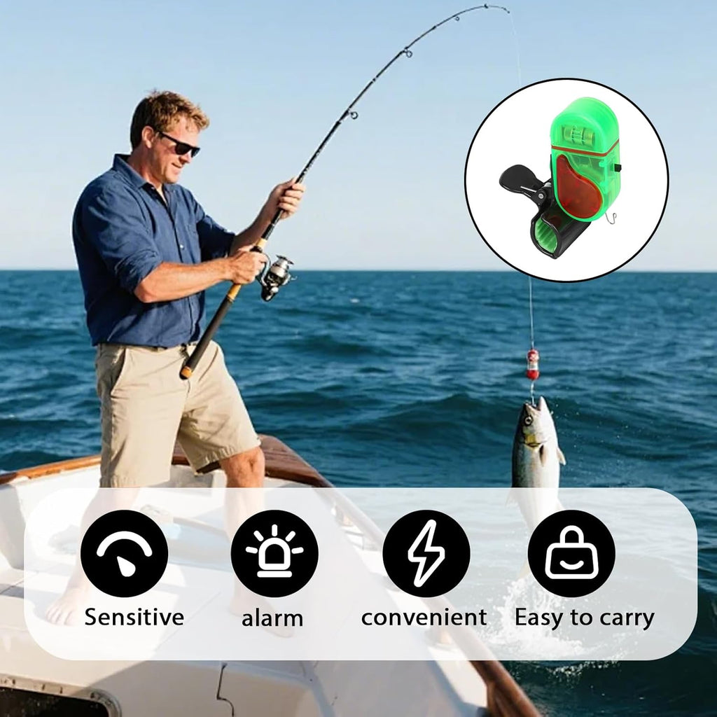 2 Pack Fishing Bite Alarm with Led Light, Bite Alarms for Fishing Poles, Sensitive Smart Electronic Fishing Bells Clip-On