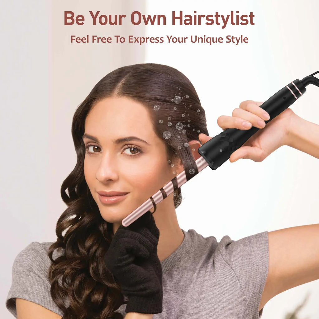 MAXT Curling Iron Set 5 in 1, Curling Wand Set Interchangeable Triple Barrel Curling Iron and Curling Brush Ceramic Barrel Wand Curling Iron(0.35”-1.25”)