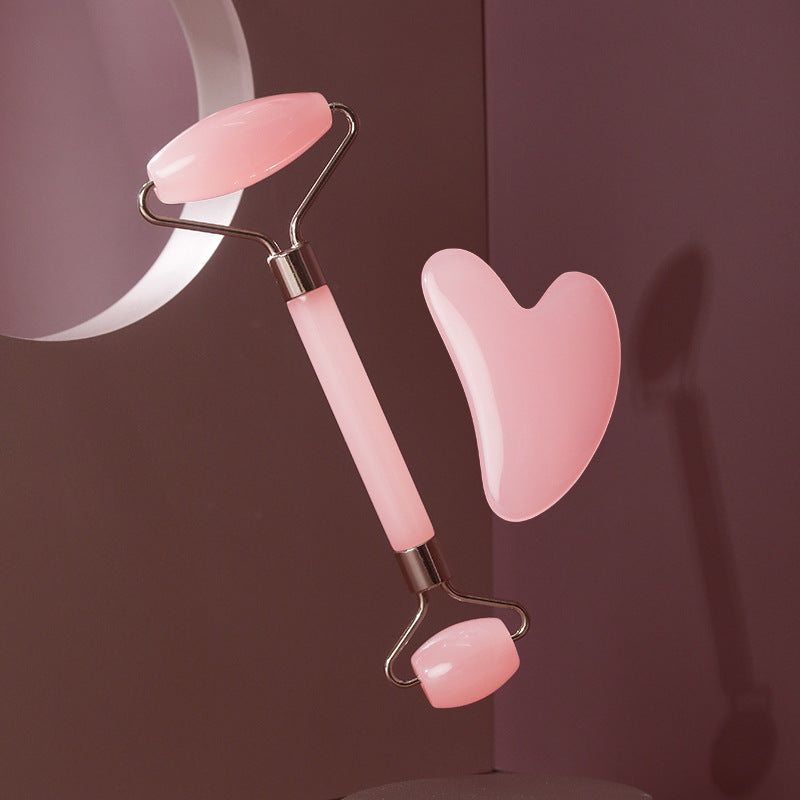 Rose Quartz Gua Sha & Facial Roller Set