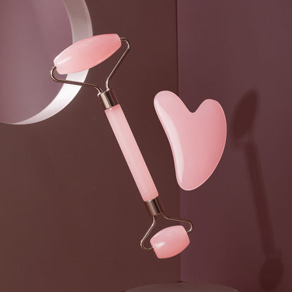Rose Quartz Gua Sha & Facial Roller Set